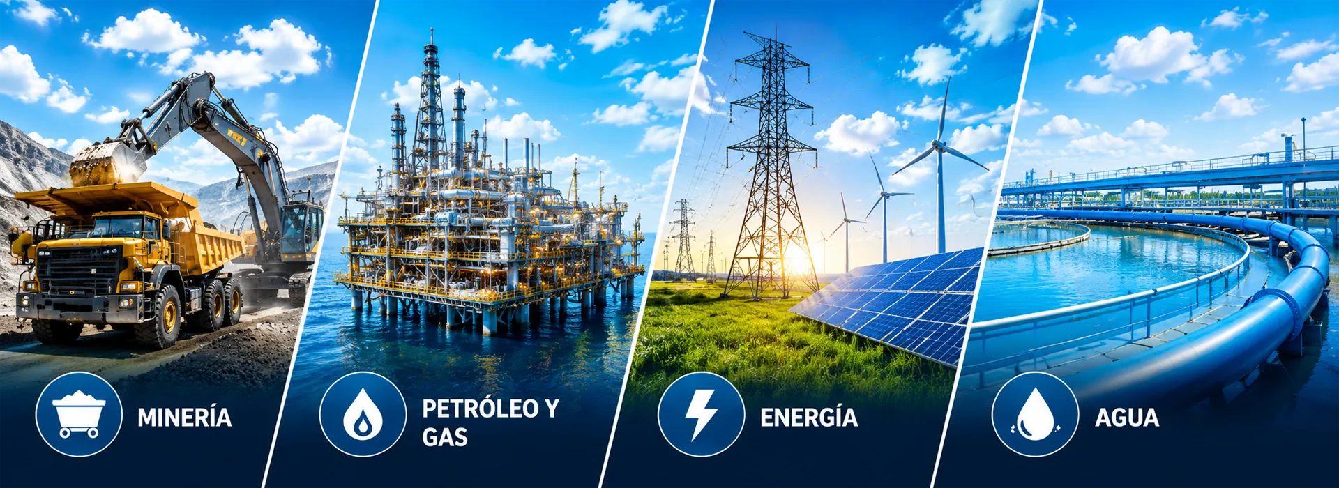 Sectores industriales - Minería, Petróleo y Gas, Energía, Agua